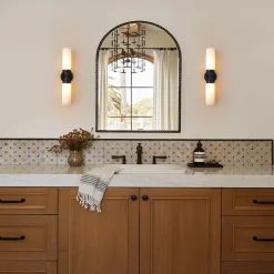 Modern 2-Light Opal Glass Cylinder Vanity Wall Lamp