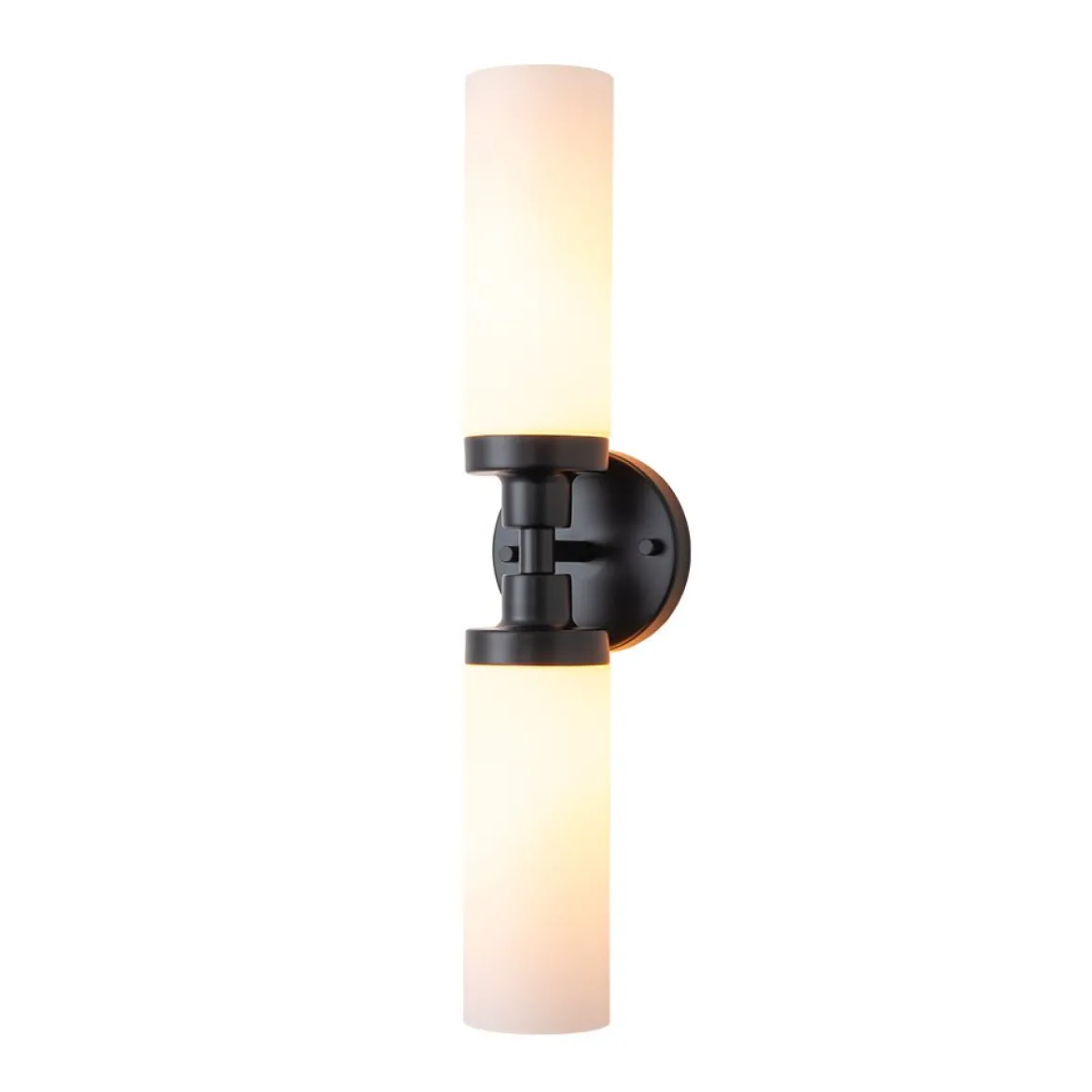 Modern 2-Light Opal Glass Cylinder Vanity Wall Lamp