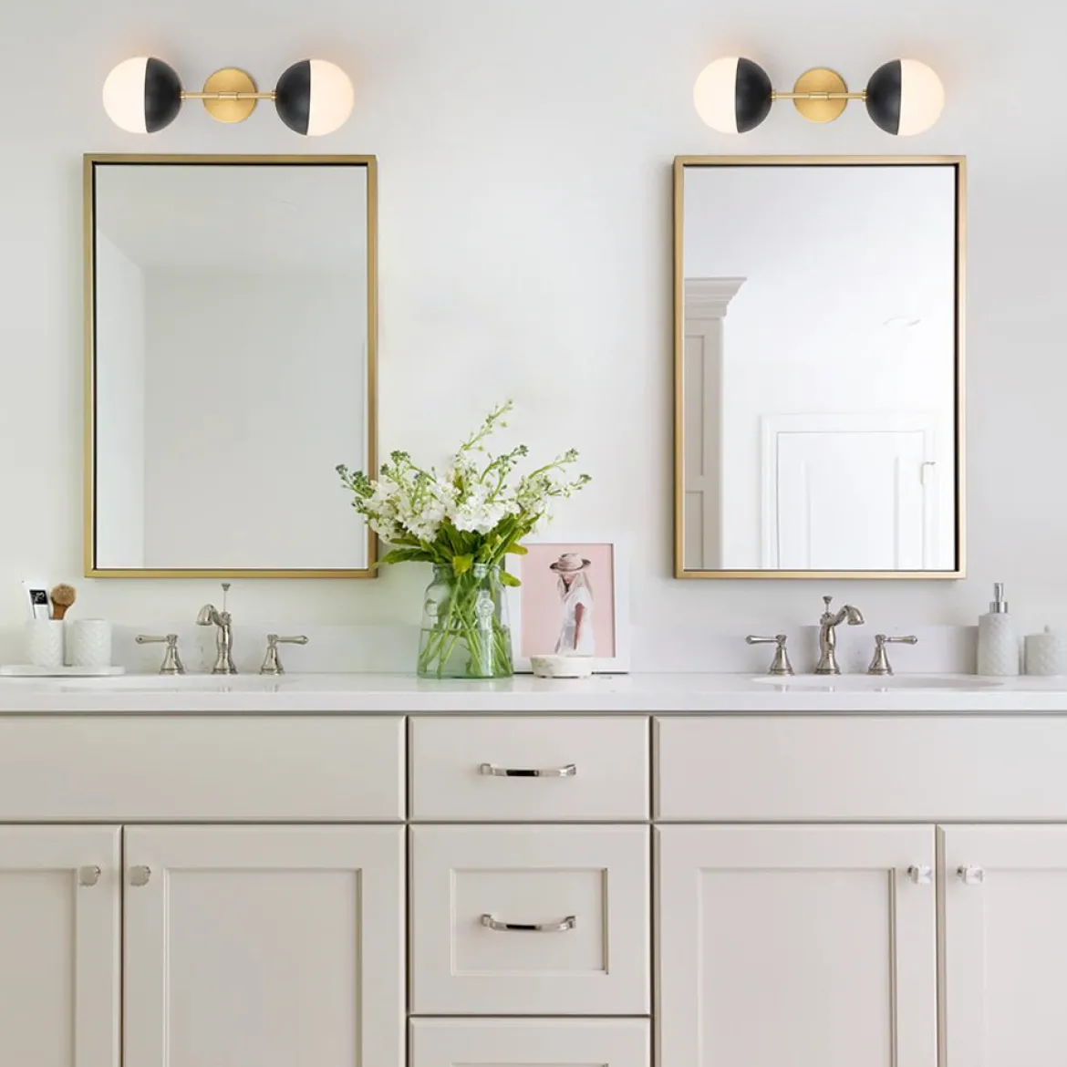 Modern 2-Light Opal Glass Globe Wall Sconce