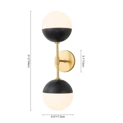 Modern 2-Light Opal Glass Globe Wall Sconce