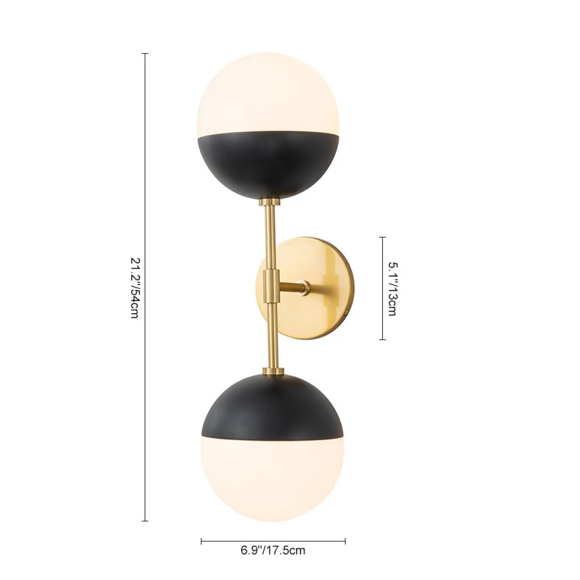 Modern 2-Light Opal Glass Globe Wall Sconce