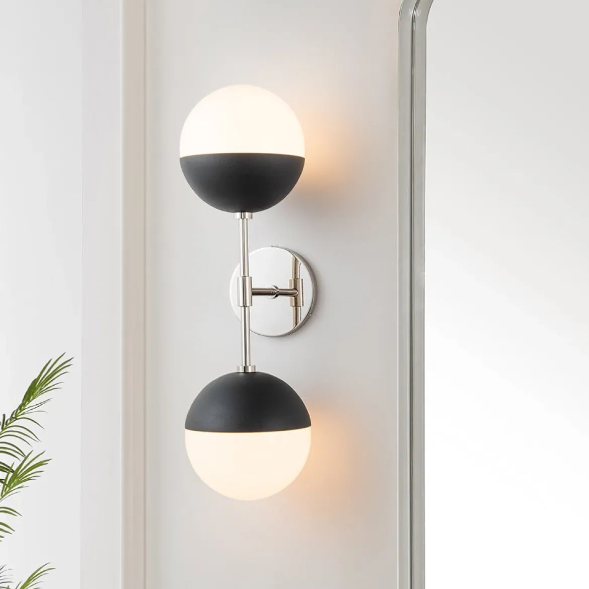 Modern 2-Light Opal Glass Globe Wall Sconce