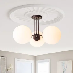 Modern 3-Light Opal Glass Globe Ceiling Light
