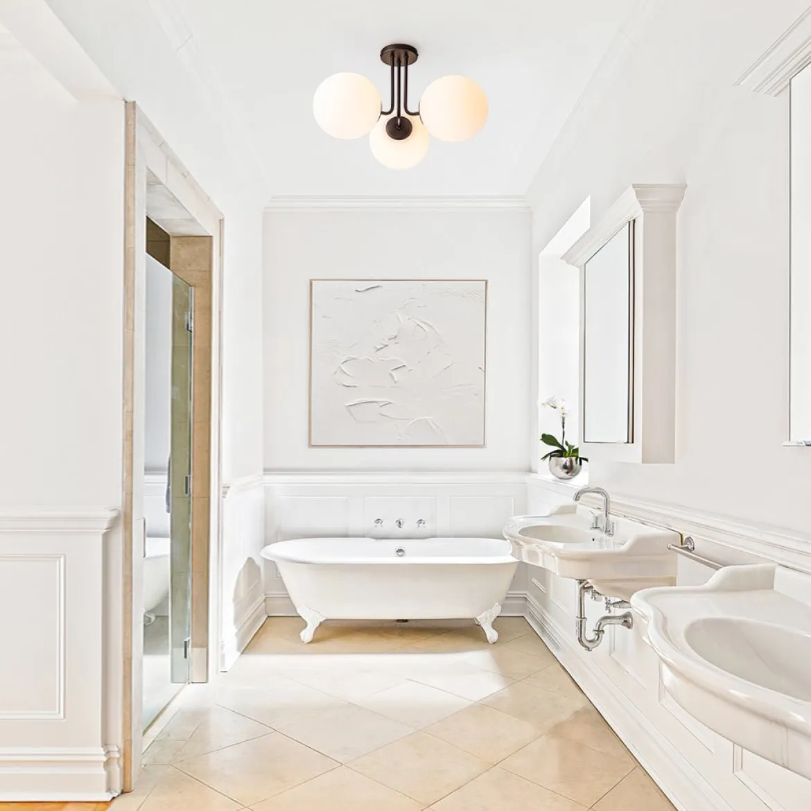 Modern 3-Light Opal Glass Globe Ceiling Light