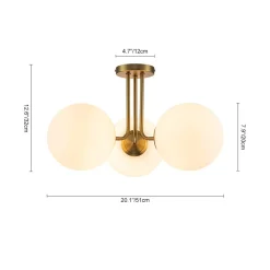 Modern 3-Light Opal Glass Globe Ceiling Light