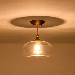 Modern 1-Light Round Donut Glass Semi Flush Mount