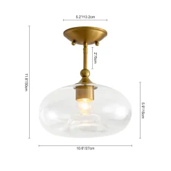 Modern 1-Light Round Donut Glass Semi Flush Mount