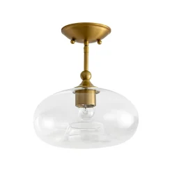 Modern 1-Light Round Donut Glass Semi Flush Mount