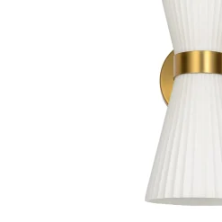 Modern 2-Light Up Down Pleated Glass Cone Wall Sconce