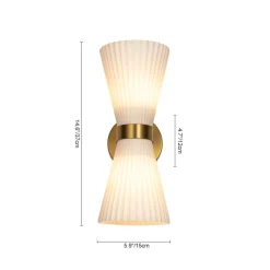 Modern 2-Light Up Down Pleated Glass Cone Wall Sconce