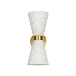Modern 2-Light Up Down Pleated Glass Cone Wall Sconce