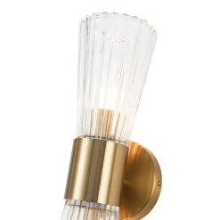 Modern 2-Light Up Down Ribbed Glass Hourglass Wall Lamp