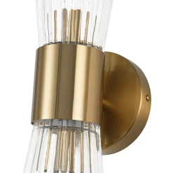 Modern 2-Light Up Down Ribbed Glass Hourglass Wall Lamp