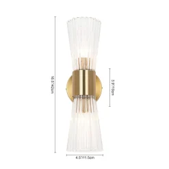 Modern 2-Light Up Down Ribbed Glass Hourglass Wall Lamp