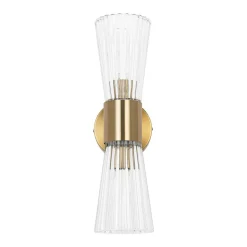 Modern 2-Light Up Down Ribbed Glass Hourglass Wall Lamp