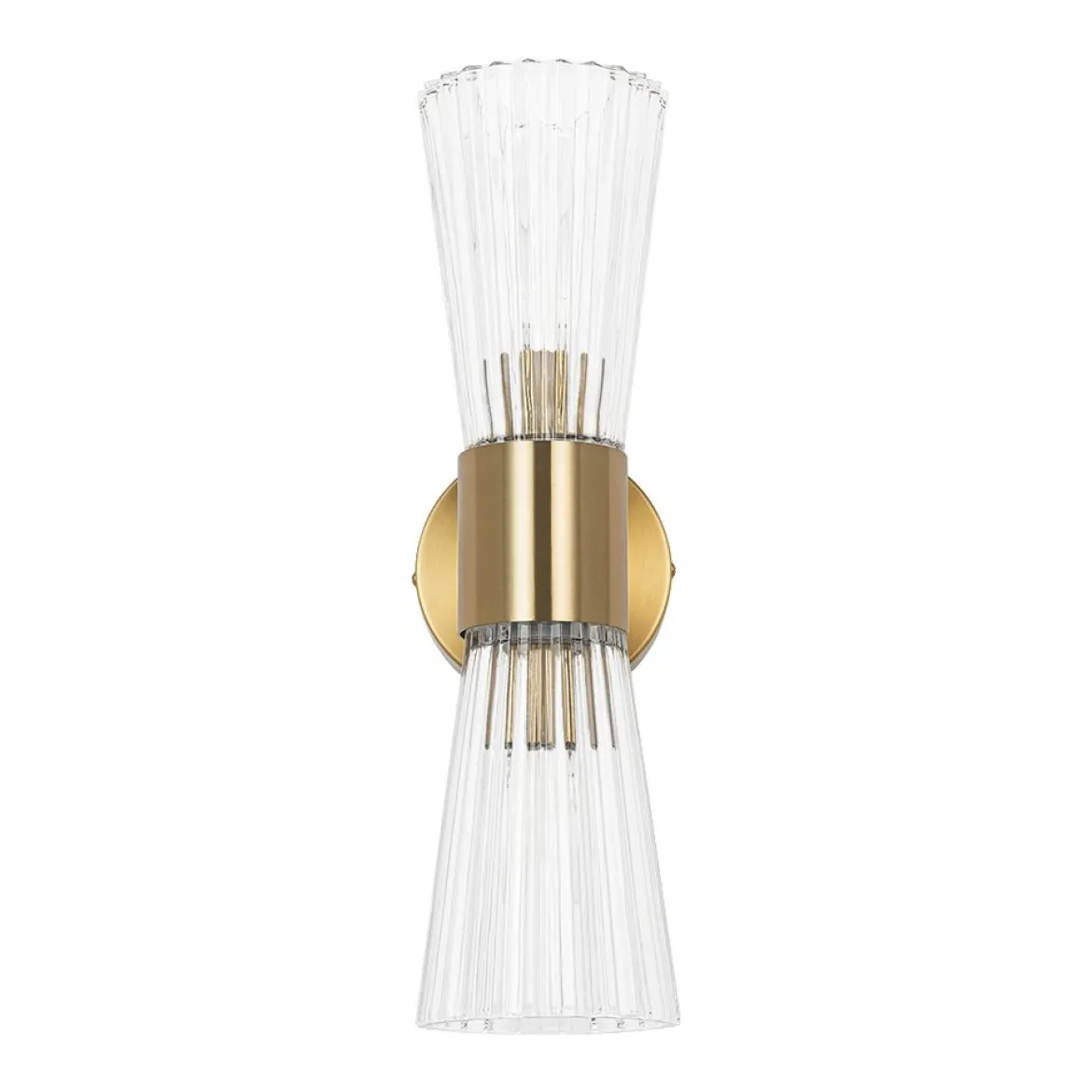 Modern 2-Light Up Down Ribbed Glass Hourglass Wall Lamp