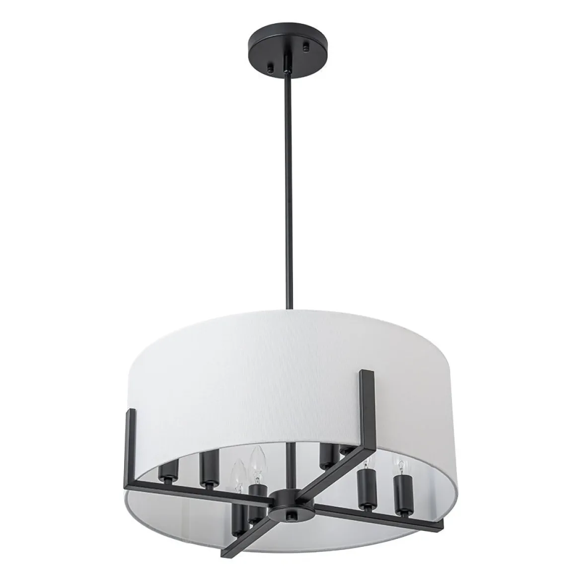 Modern 8-Light Wide Drum Fabric Cage Chandelier