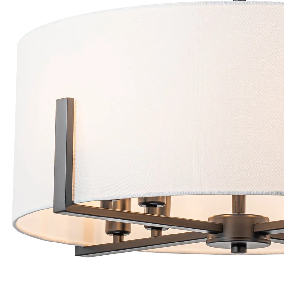 Modern 8-Light Wide Drum Fabric Cage Chandelier