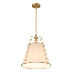Modern Linen Conical Drum Cage Pendant Light