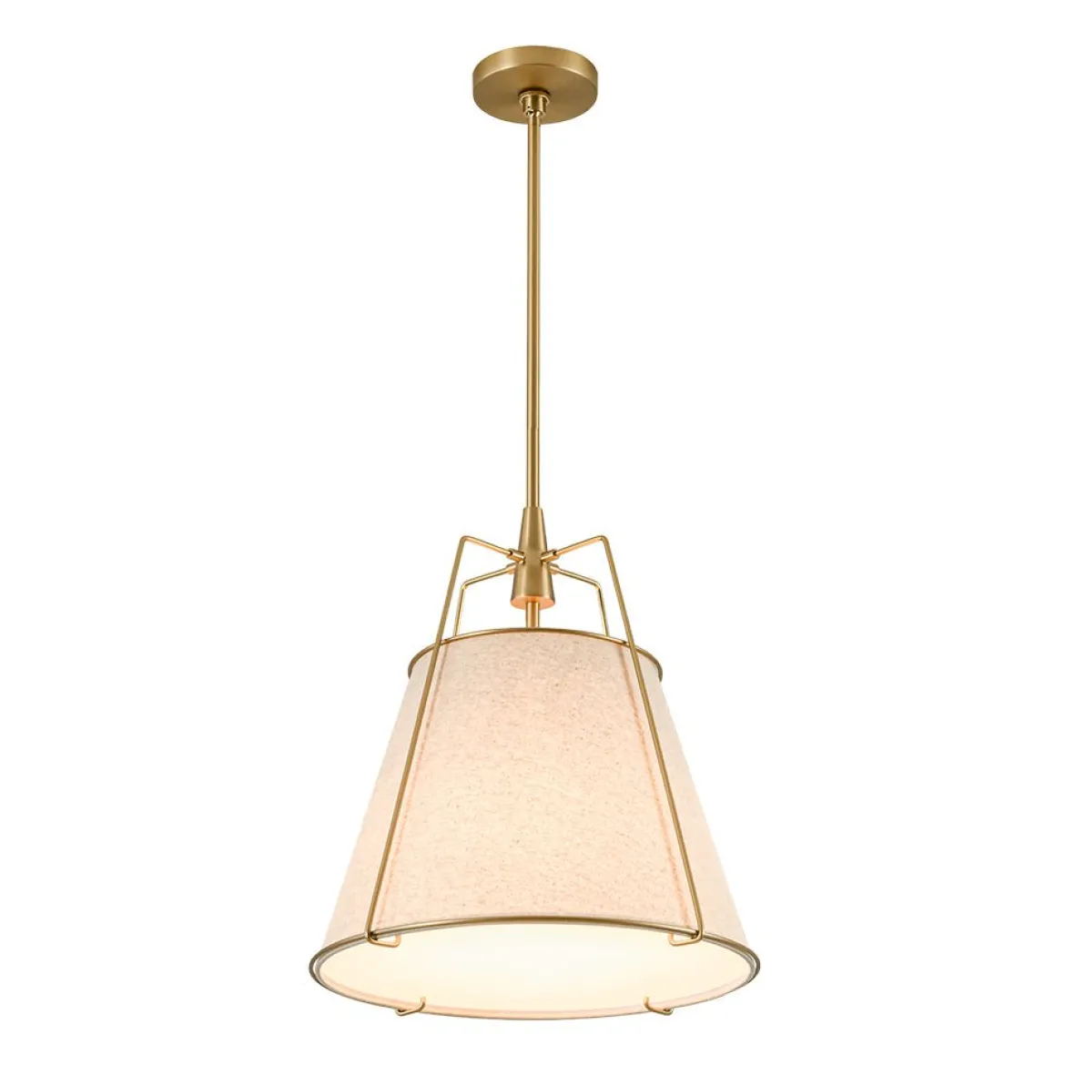 Modern Linen Conical Drum Cage Pendant Light