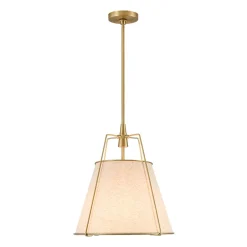 Modern Linen Conical Drum Cage Pendant Light