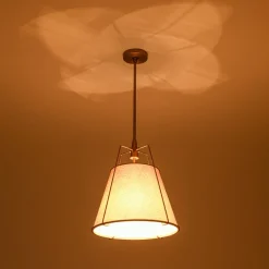 Modern Linen Conical Drum Cage Pendant Light