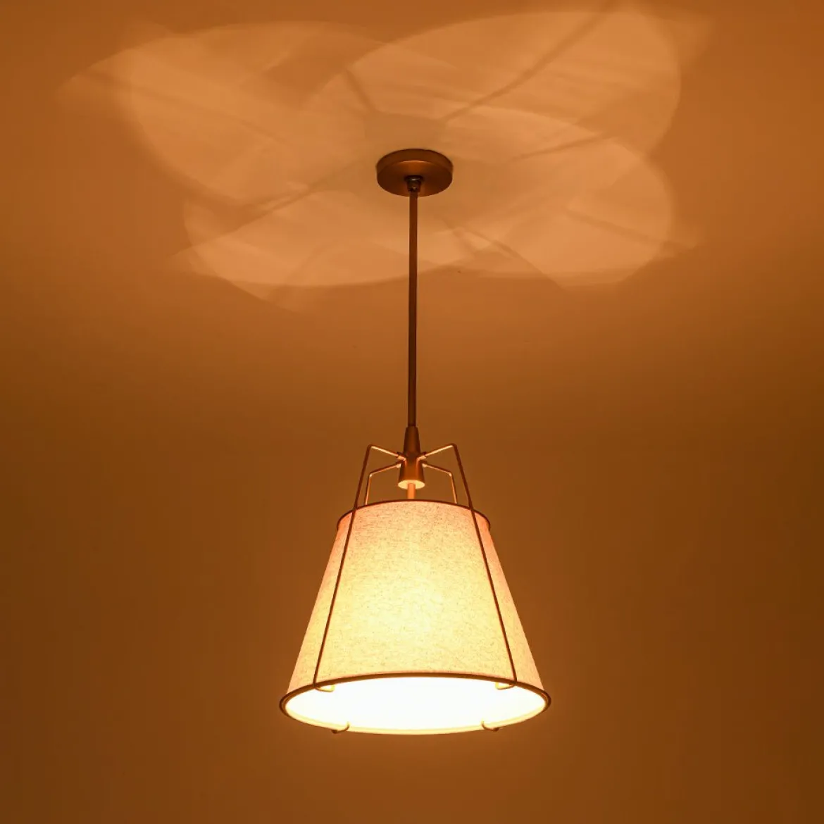 Modern Linen Conical Drum Cage Pendant Light