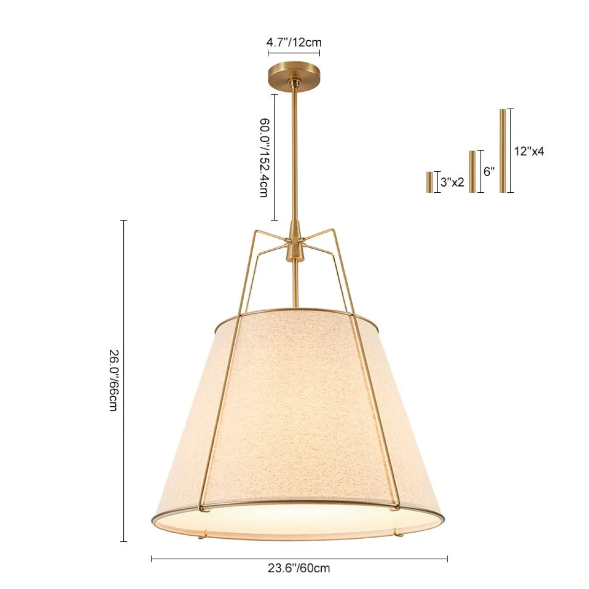 Modern Linen Conical Drum Cage Pendant Light