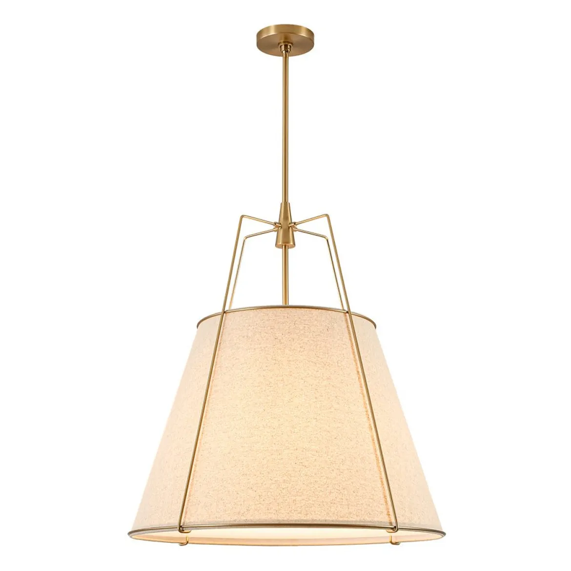 Modern Linen Conical Drum Cage Pendant Light