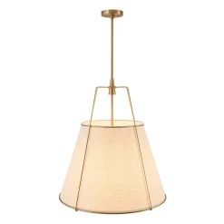 Modern Linen Conical Drum Cage Pendant Light