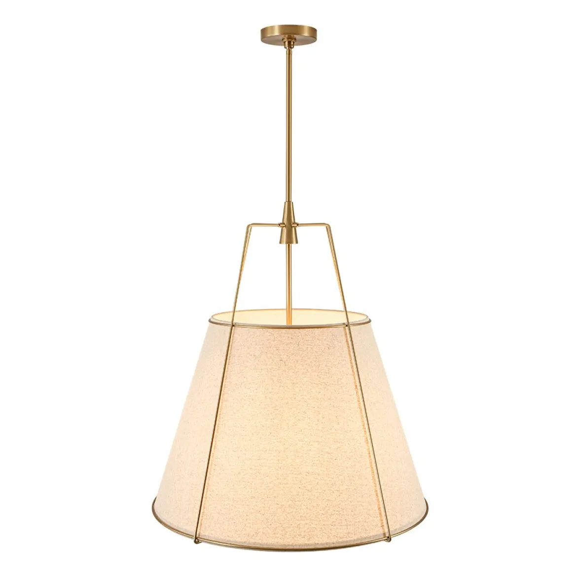 Modern Linen Conical Drum Cage Pendant Light