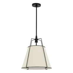Modern Linen Conical Drum Cage Pendant Light