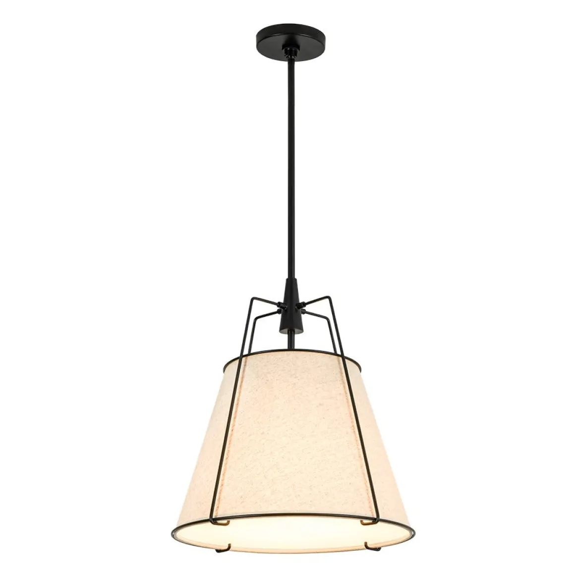 Modern Linen Conical Drum Cage Pendant Light