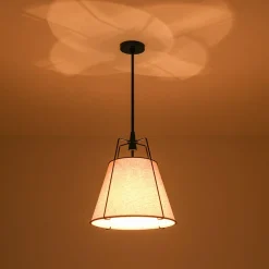 Modern Linen Conical Drum Cage Pendant Light