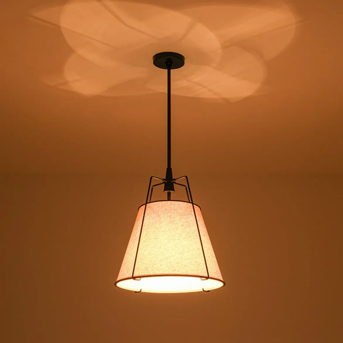 Modern Linen Conical Drum Cage Pendant Light