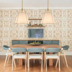 Modern Linen Conical Drum Cage Pendant Light