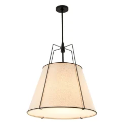 Modern Linen Conical Drum Cage Pendant Light