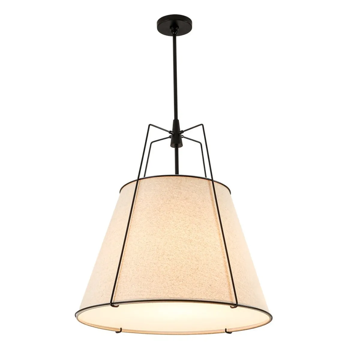 Modern Linen Conical Drum Cage Pendant Light