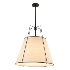 Modern Linen Conical Drum Cage Pendant Light