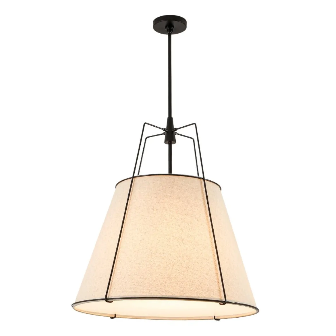 Modern Linen Conical Drum Cage Pendant Light
