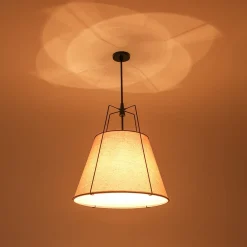 Modern Linen Conical Drum Cage Pendant Light