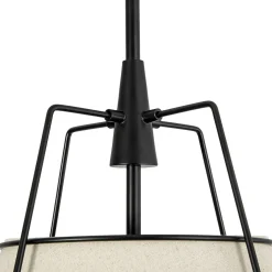 Modern Linen Conical Drum Cage Pendant Light