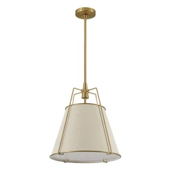 Modern Linen Conical Drum Cage Pendant Light