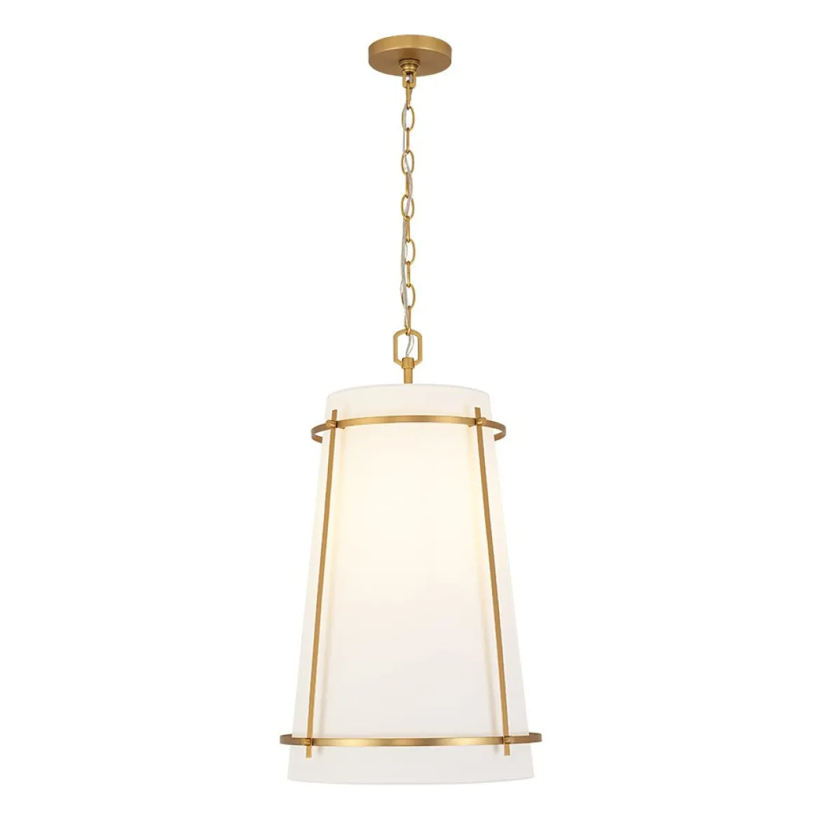Modern Mid-Century Fabric Tall Cone Cage Pendant Light
