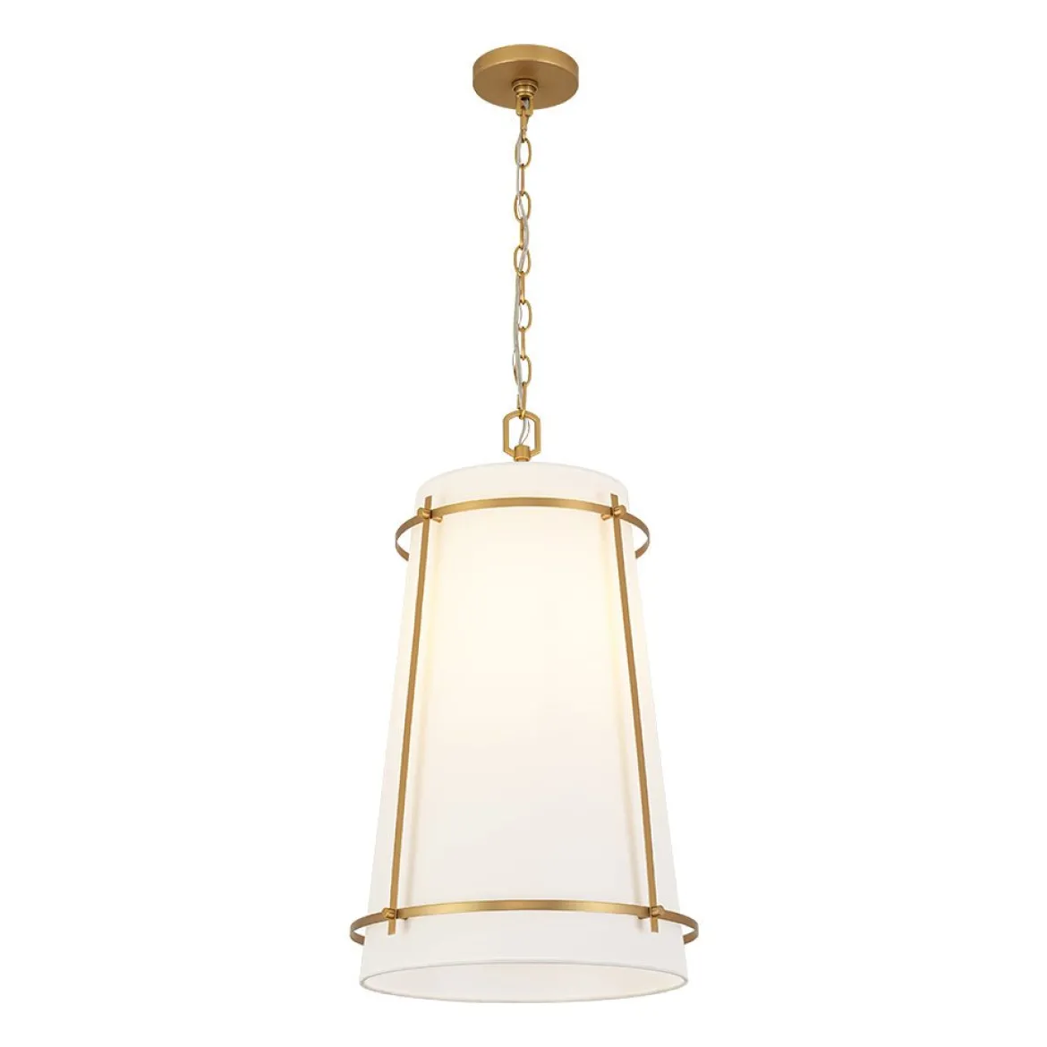 Modern Mid-Century Fabric Tall Cone Cage Pendant Light