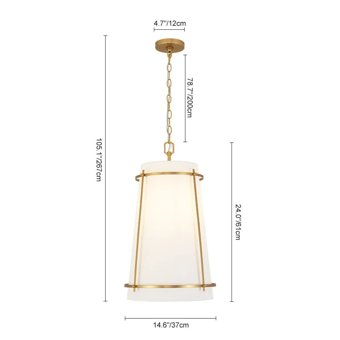 Modern Mid-Century Fabric Tall Cone Cage Pendant Light