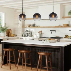 Modern Minimalist 1-light Smoked Grey Tinted Glass Globe Pendant