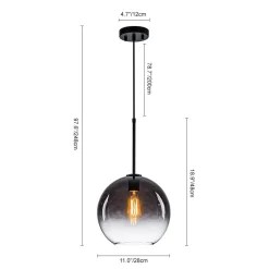 Modern Minimalist 1-light Smoked Grey Tinted Glass Globe Pendant