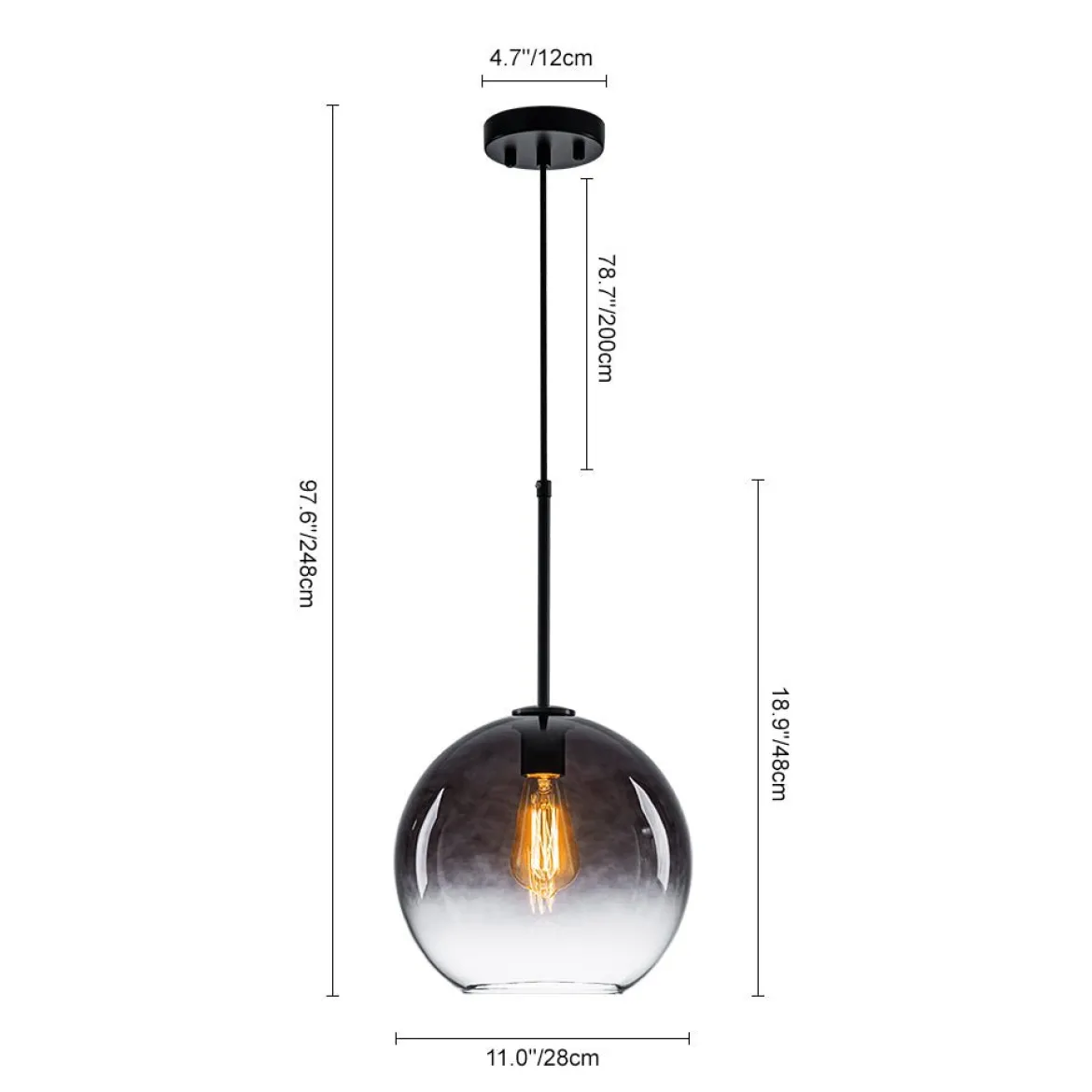 Modern Minimalist 1-light Smoked Grey Tinted Glass Globe Pendant