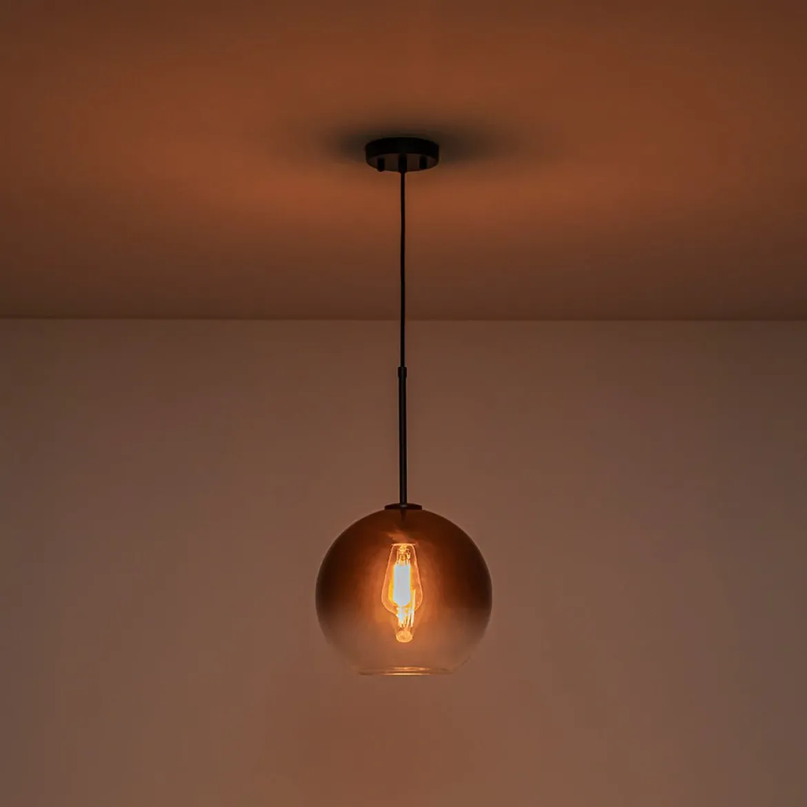 Modern Minimalist 1-light Smoked Grey Tinted Glass Globe Pendant